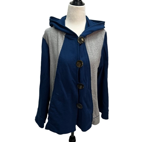 NEON Buddha💙Cotton Hooded Jacket Large Buttons Size M - Picture 11 of 11